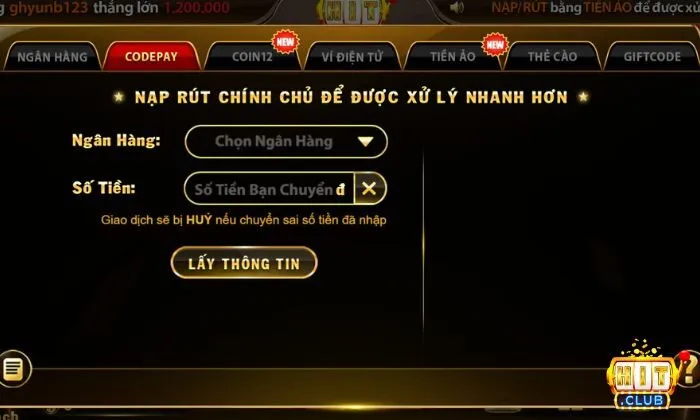 Rút tiền Hitclub được thực hiện với đa dạng phương thức 